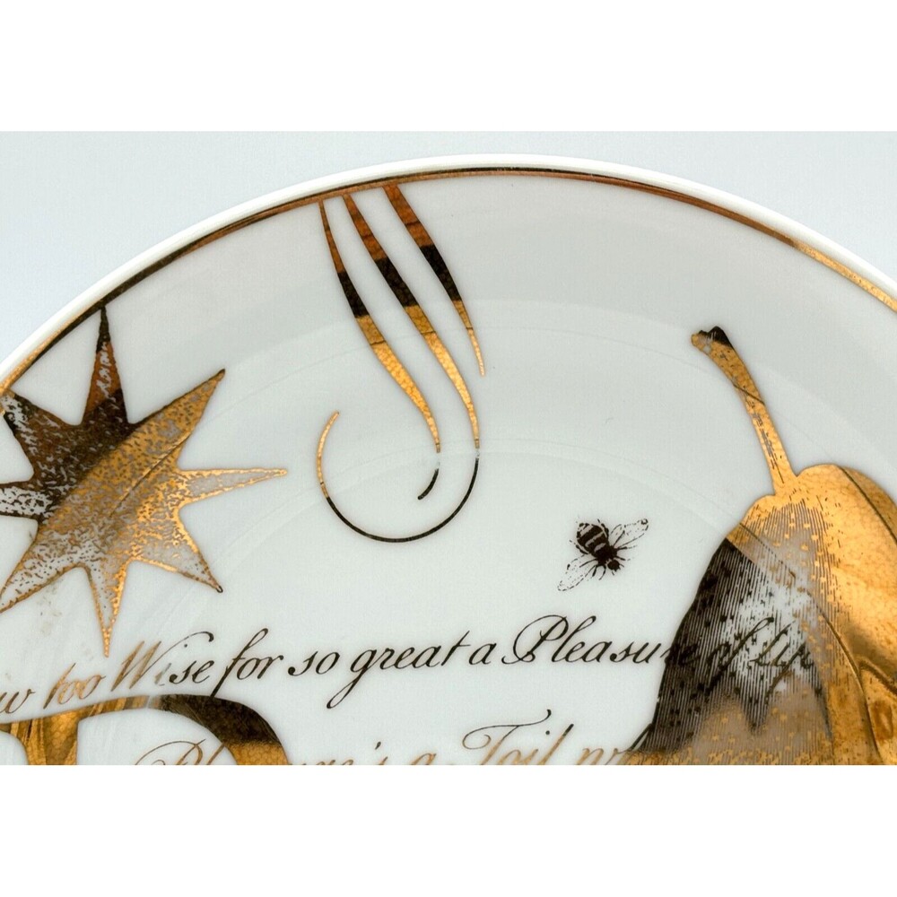 Pottery Barn Salad Dessert Plates Bone China Poetry‎ Gold Trimmed 8.5" Set of 4 - Picture 10 of 16